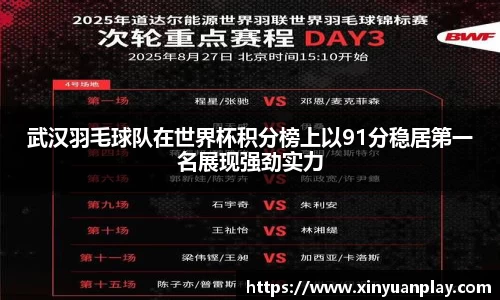 武汉羽毛球队在世界杯积分榜上以91分稳居第一名展现强劲实力